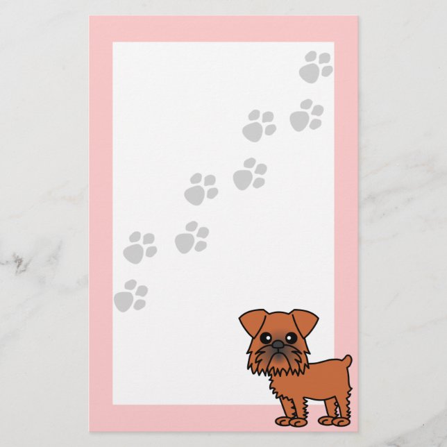 Papelería Dibujo animado lindo de Bruselas Griffon - rosa de (Anverso)