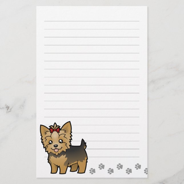 Papelería Dibujo animado Yorkshire Terrier (pelo corto con (Anverso)
