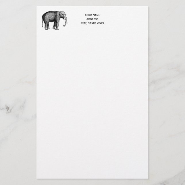 Papelería Dibujo Antiguo de Elefante (Anverso)