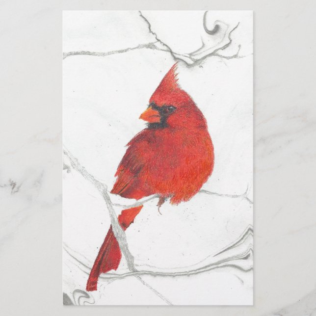 Papelería Dibujo cardinal del invierno (Anverso)