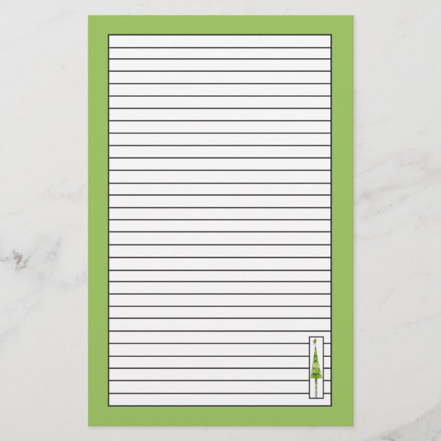 Papelería Dibujo de árbol de Navidad Lime Green Lining (Anverso)