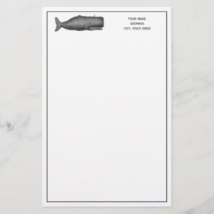 Papelería Dibujo de ballena vintage del siglo XIX N