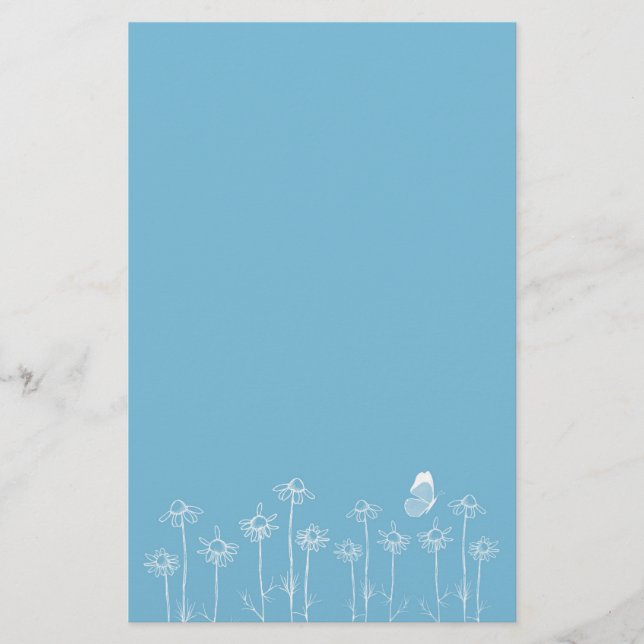 Papelería Dibujo de flores de goma de mariposa blanca (Anverso)