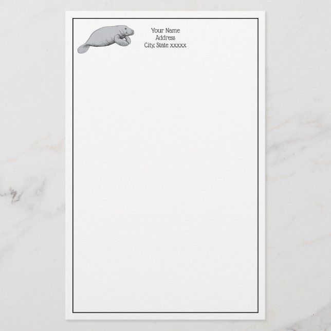 Papelería Dibujo de manatí vintage (Anverso)