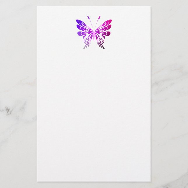 Papelería Dibujo de mariposa decorativa púrpura de bonito (Anverso)