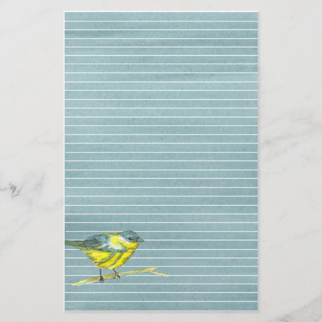 Papelería Dibujo de pájaro con líneas grises (Anverso)
