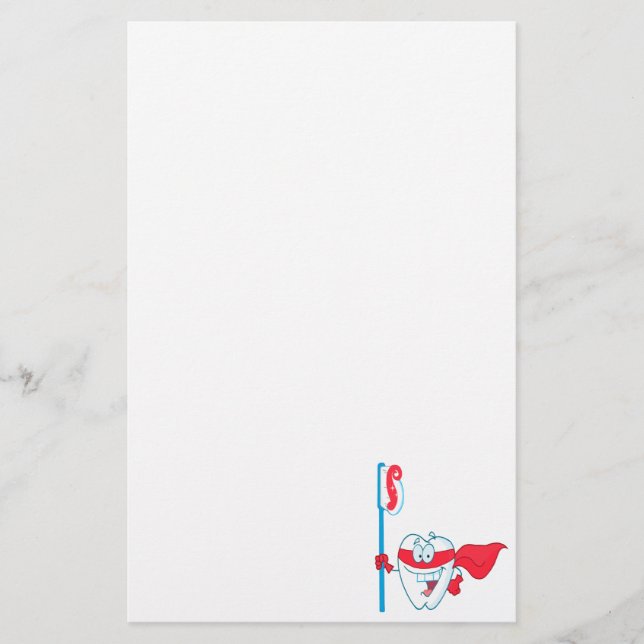 Papelería Diente Cute Sonriente Superhéroe con cepillo de di (Anverso)