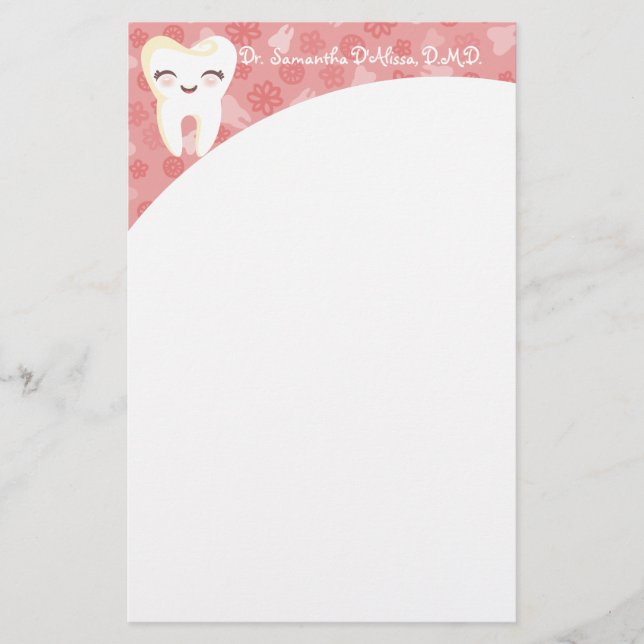 Papelería Diente suave - Stationery personalizada rosa (Anverso)