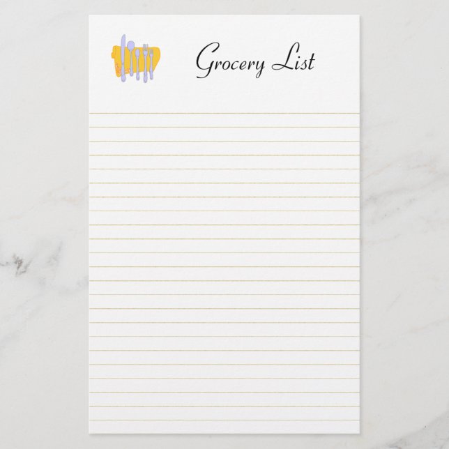 Papelería Dinnerware Lined Grocery List Stationery (Anverso)
