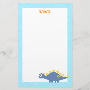 Papelería Dinosaurio Estegosaurio Azul Adorable Para Niños