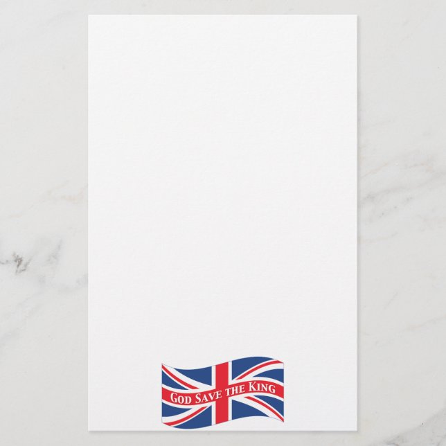Papelería Dios salve al rey con Union Jack (Anverso)