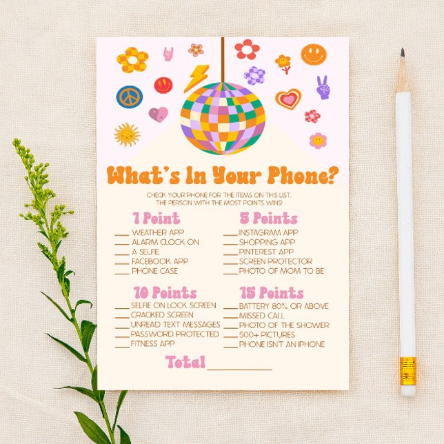 Papelería Disco Retro 70 en tu juego de Baby Shower para tel (Subido por el creador)