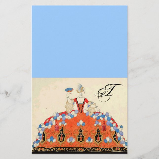 PAPELERÍA DISEÑADOR DE CÓSTULOS DE LADY NARANJA FASHION MONO (Anverso)