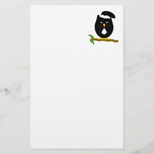 Papelería Diseño de búho de noche negro (Anverso)