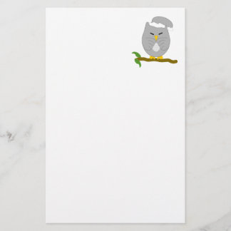 Papelería Diseño de búho nocturno gris