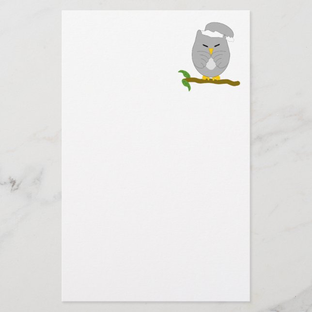 Papelería Diseño de búho nocturno gris (Anverso)