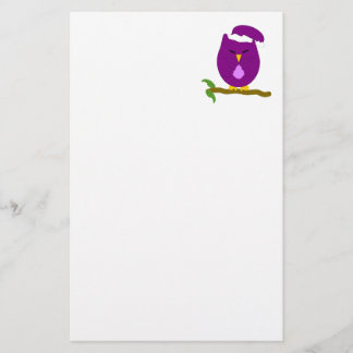 Papelería Diseño de búho nocturno púrpura