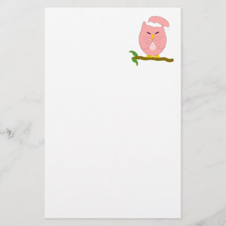 Papelería Diseño de búho nocturno rosa