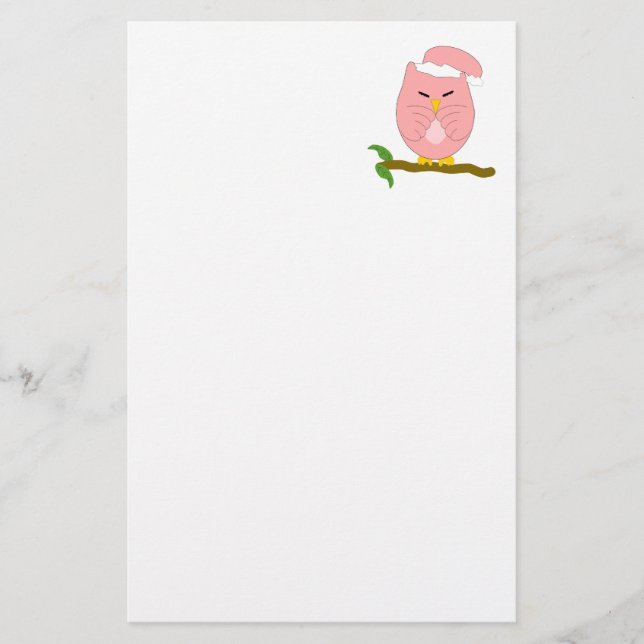 Papelería Diseño de búho nocturno rosa (Anverso)
