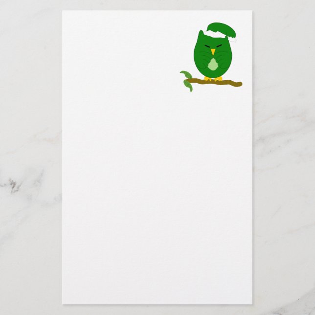 Papelería Diseño de búho nocturno verde (Anverso)