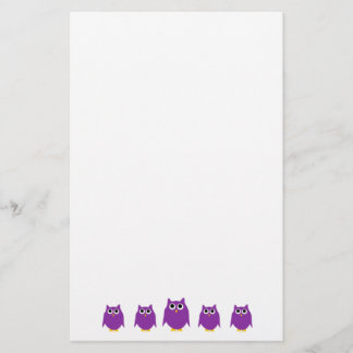 Papelería Diseño de búho púrpura