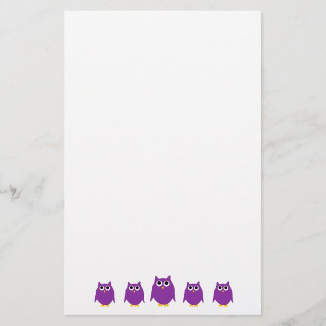 Papelería Diseño de búho púrpura (Anverso)