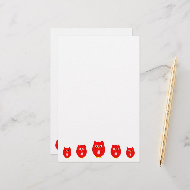 Papelería Diseño de búho rojo (Anverso/Reverso In Situ)