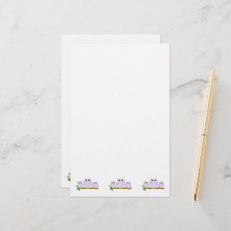 Papelería Diseño de búhos lila