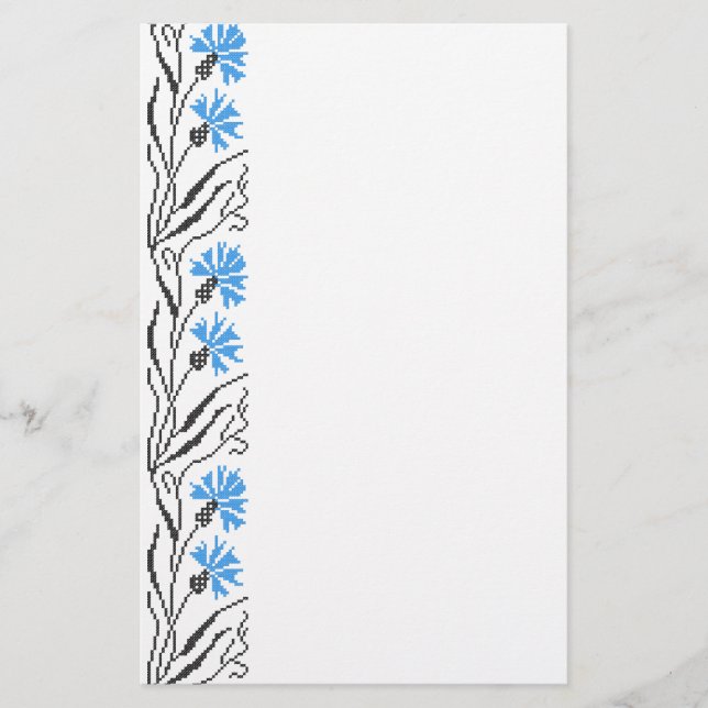 Papelería Diseño de costillas de flor azul (Anverso)