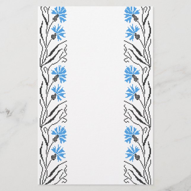 Papelería Diseño de costillas de flor azul (Anverso)