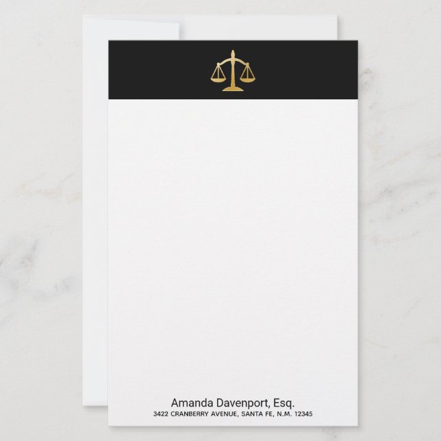 Papelería Diseño de Golden Scales of Justice Law (Anverso)