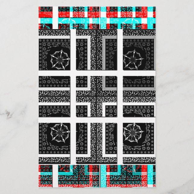 Papelería Diseño de gráficos negros, blancos y rojos bajo co (Anverso)