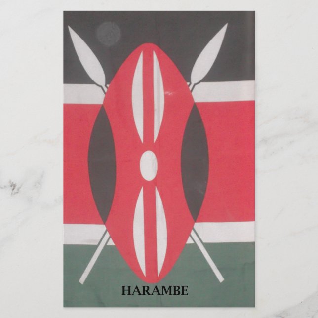 Papelería Diseño de Harambe con la bandera de Kenia (Anverso)