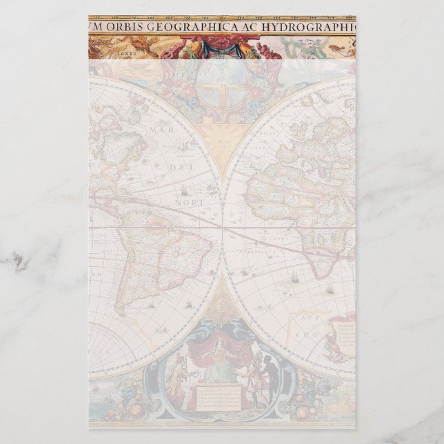 Papelería Diseño de mapas de antiguos viejos tiempos de époc (Anverso)