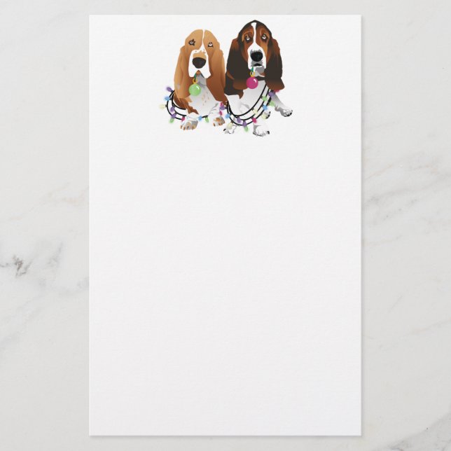 Papelería Diseño de Navidades de Basset Hound Peace Love Joy (Anverso)
