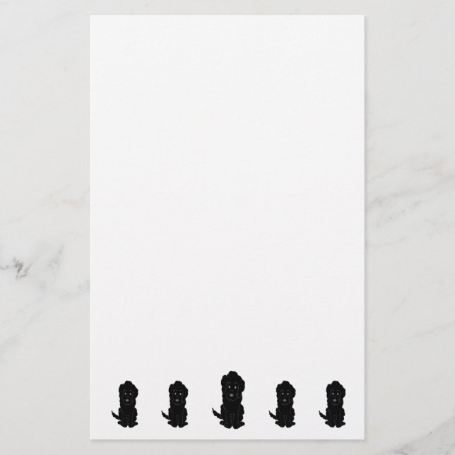 Papelería Diseño de perro Goldendoodle negro (Anverso)
