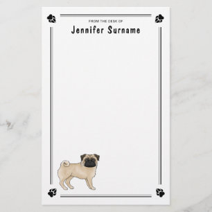 Papelería Diseño de raza de perro Pug con cara arrugada lind