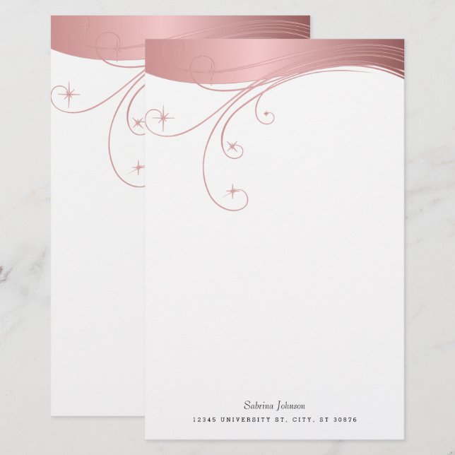 Papelería Diseño de Rosa de Rubor (Anverso / Reverso)