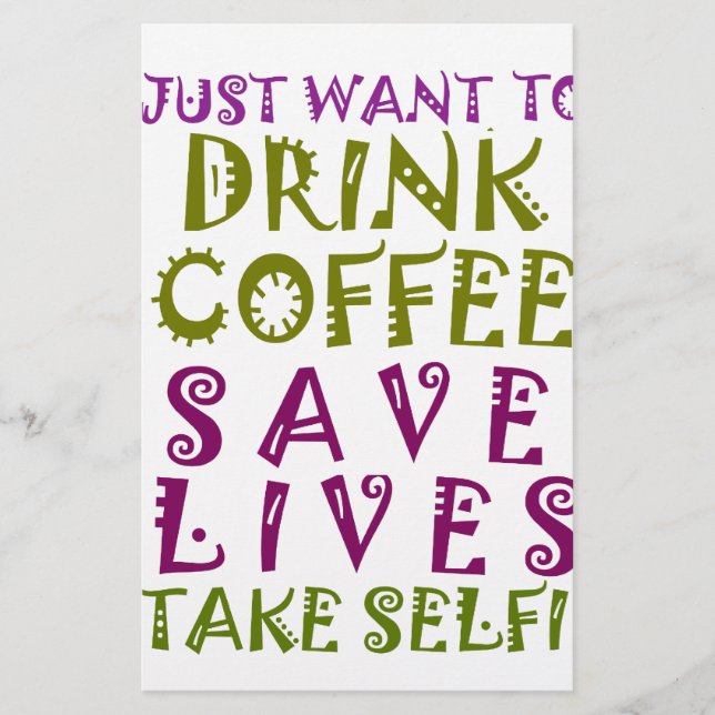 Papelería Diseño de selfies Sip, Snap Repeat Chasing Caffein (Anverso)