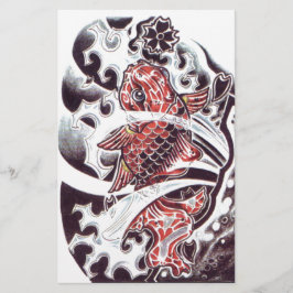 Papelería Diseño de tatuaje de koi rojo