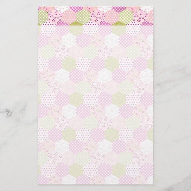 Papelería Diseño del tejido de mosaico verde rosa Pastel (Anverso)