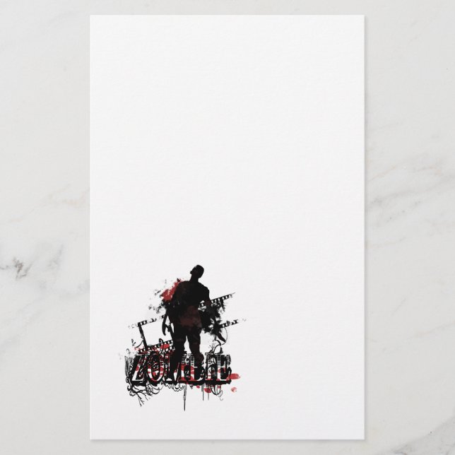 Papelería Diseño del zombi en negro y rojo (Anverso)