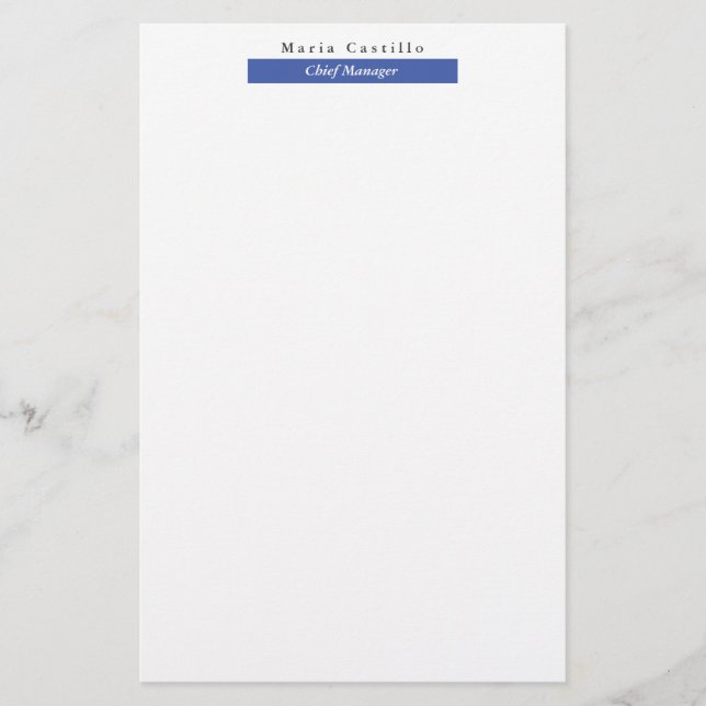 Papelería Diseño elegante azul blanco Minimalista (Anverso)
