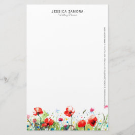 Papelería Diseño floral de cachorros rojos