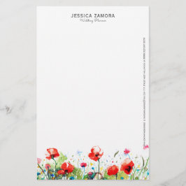 Papelería Diseño floral de cachorros rojos