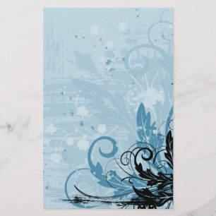 Papelería Diseño floral de Grunge - Azul claro