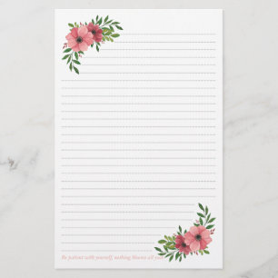 Papelería Diseño floral de la acuarela rosada