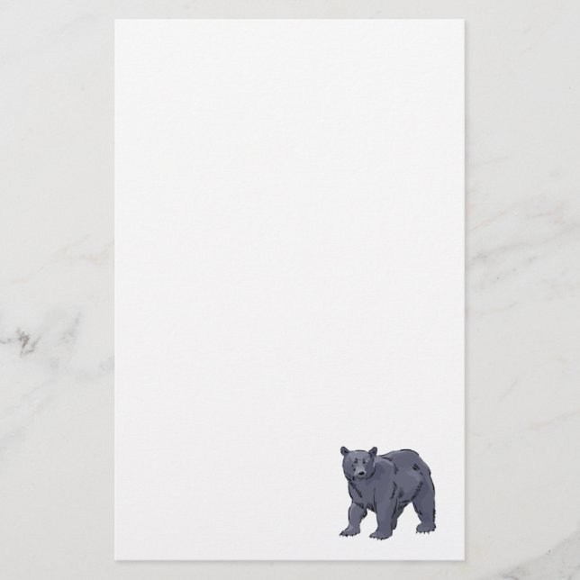 Papelería diseño realista de oso negro (Anverso)