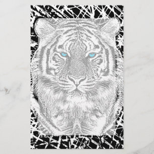 Papelería Diseño Tigre de ojos azules negros y blancos