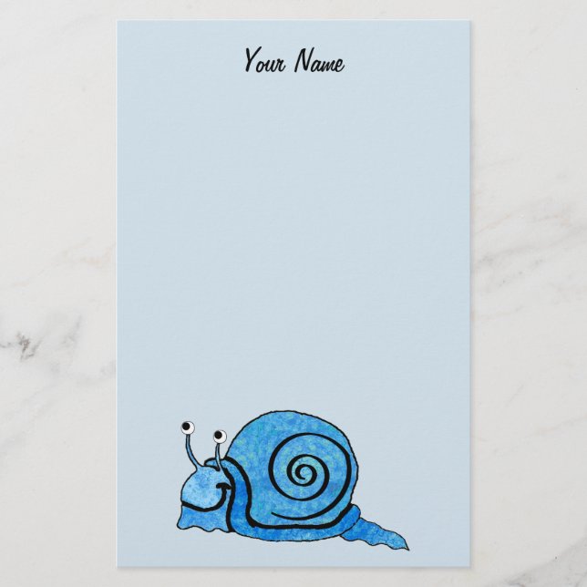 Papelería Divertido feliz Personalizado Blue Snail en Light  (Anverso)